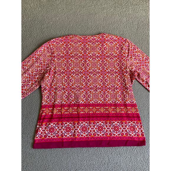 Lands End Top Large Petite Long Sleeve Active Performance Golf Geometri Shirt LP - Picture 4 of 12